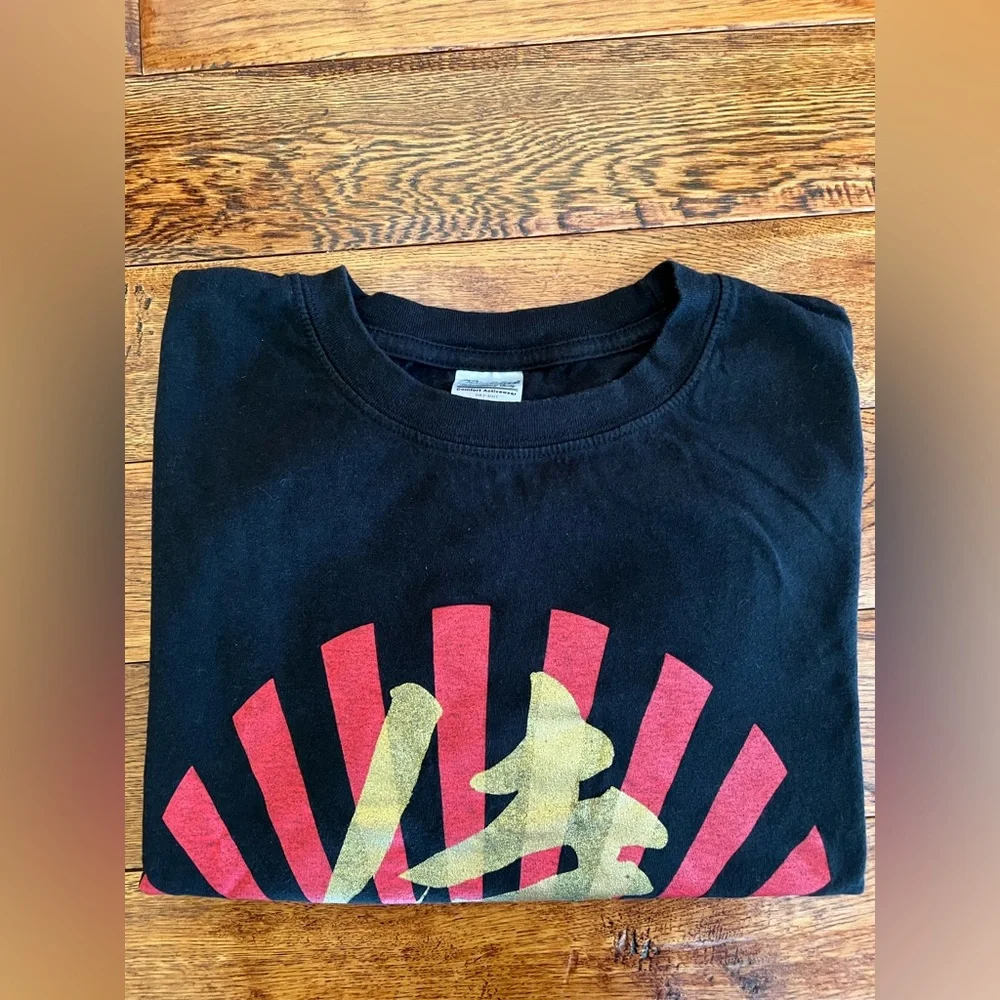 Japan Samurai Graphic T-Shirt Short Sleeves Unisex Black Size L